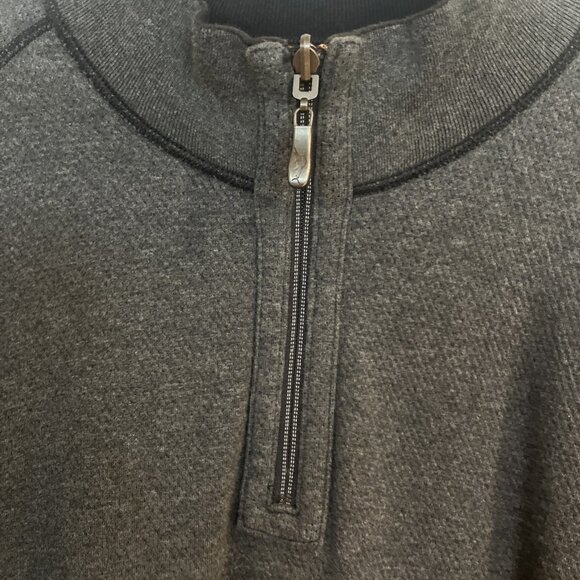 Tommy Bahama Mens 1/4 Zip Sweater Mens XXL ? Black Gray Reversible Heavyweight - Picture 2 of 11